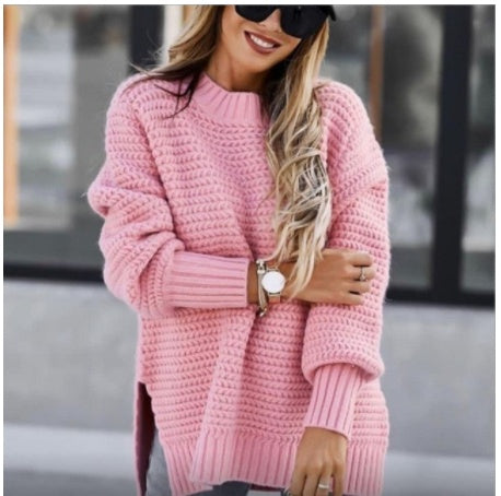 Ava® | Knitted sweater with side slit and drawstring