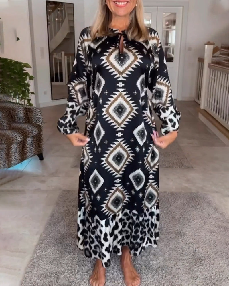 Eleonora® | Long Sleeve Dress With Geometric Print