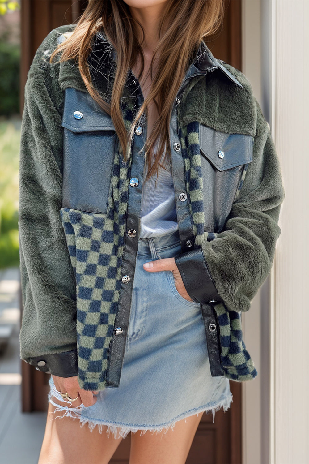 Carla® | Jacket with checked collar and pockets