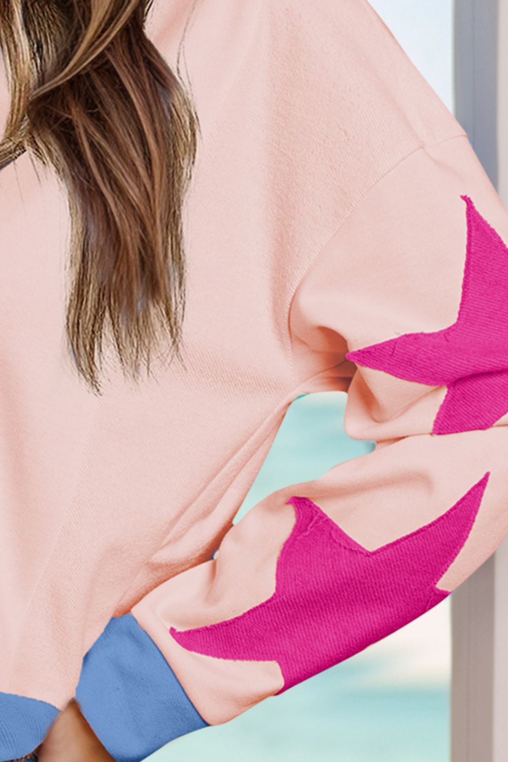 Annelies® | Long sleeve sweatshirt with star contrast crew neck