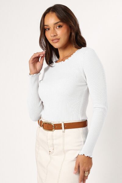 Claudia® | Long-sleeved T-shirt with a crew neck and lettuce trim