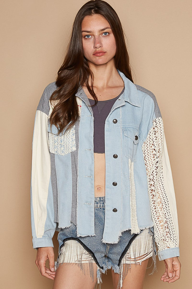 Cecilia | POL shaket crochet embroidery with raw hem and chest pockets