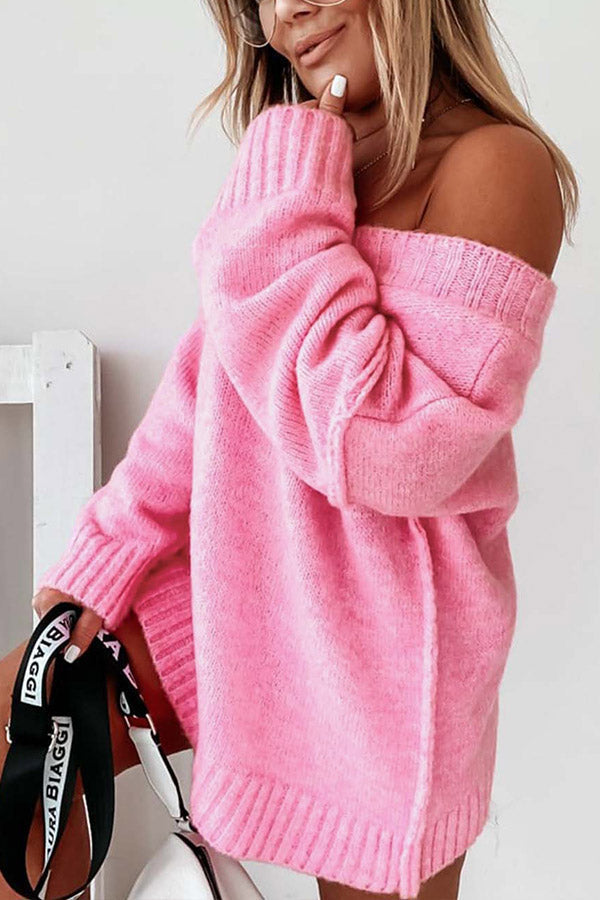 Alma® | Exposed Seam V Neck Slouchy Sweater
