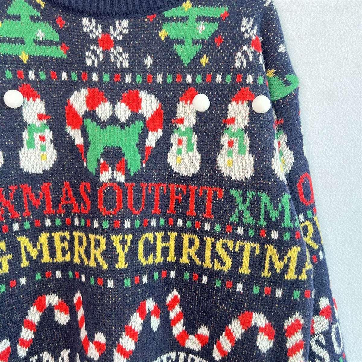Catarina® | Christmas pattern crew neck long sleeve sweater