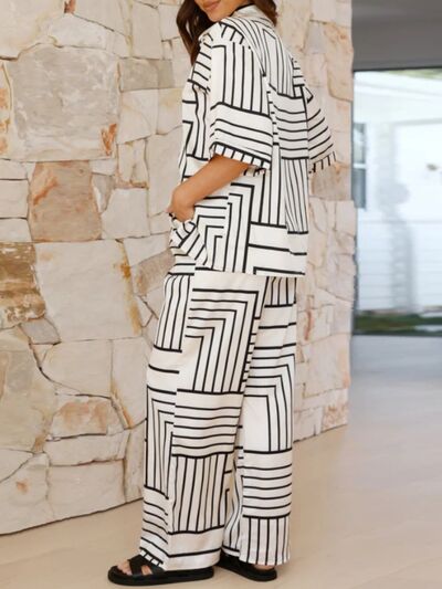 Aida® | Button-down top and half sleeve pants set