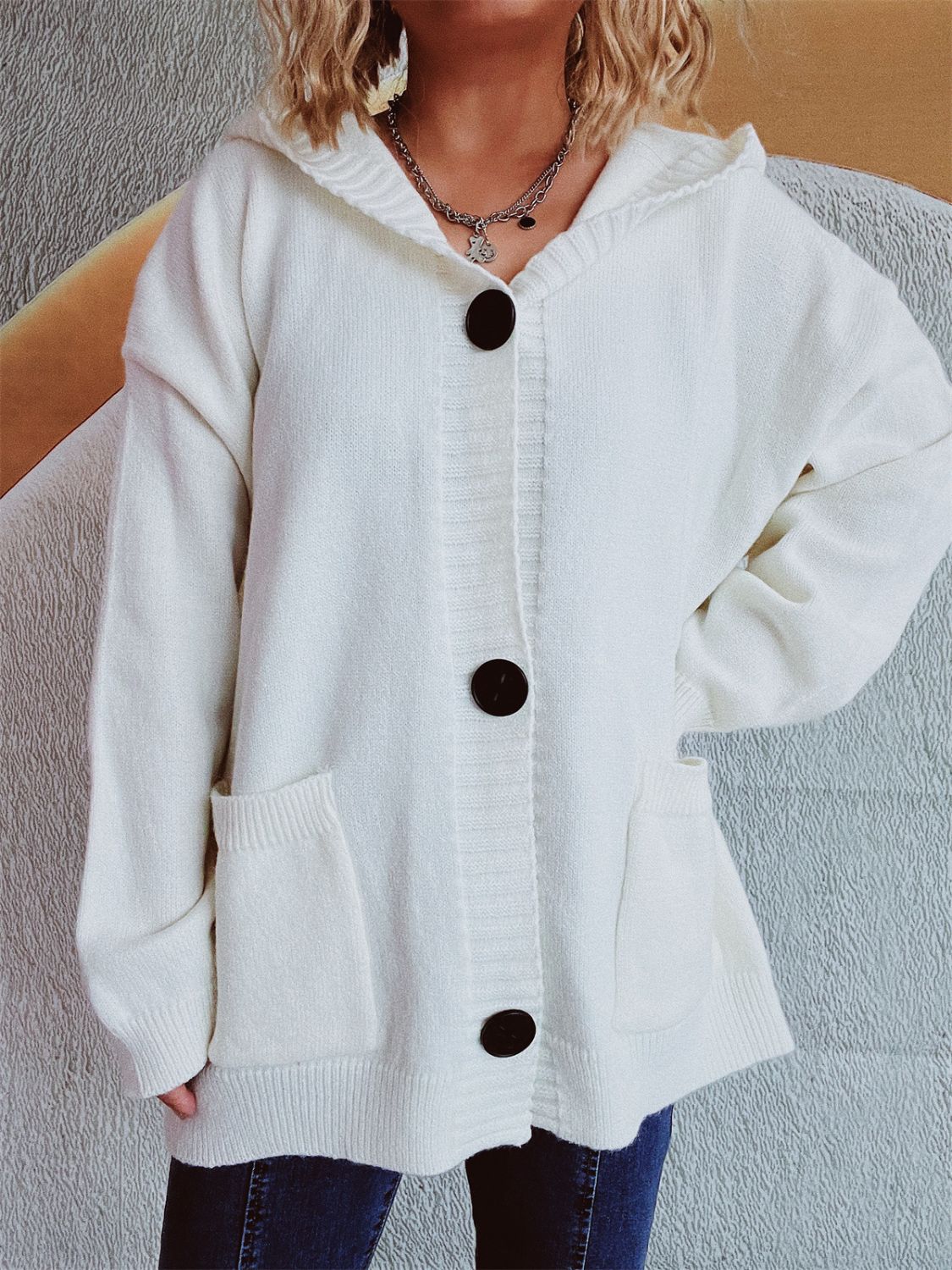 Beatrice® | Long-sleeved cardigan with hood and dropped shoulders