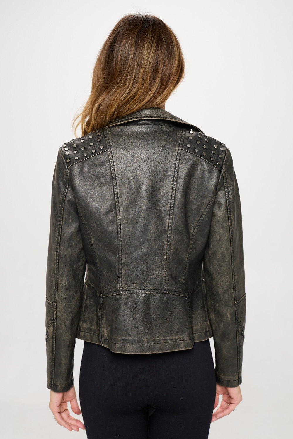 Edna® | Classic moto faux leather jacket with studs