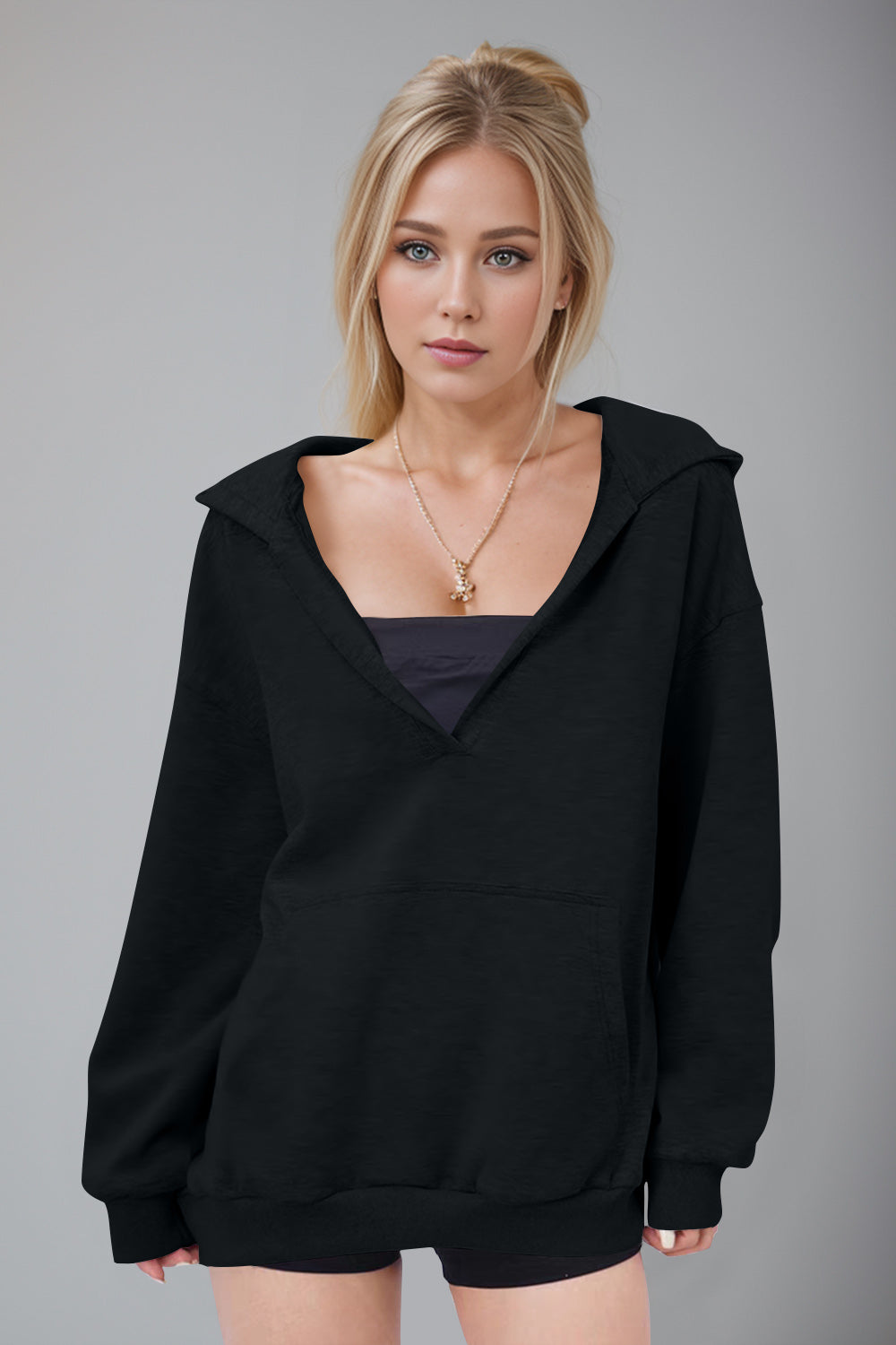 Bernadette® | Basic Bae Air Scuba long sleeve hoodie with kangaroo pocket