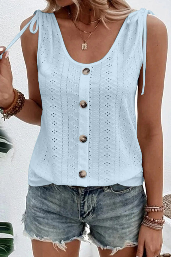 Cleo® | Sleeveless T-shirt with buttons and cut-out details