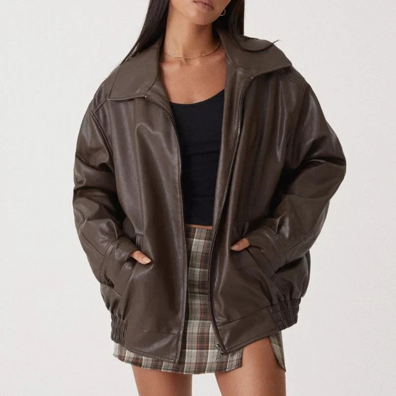 Cassandra® | Oversized women's leather jacket