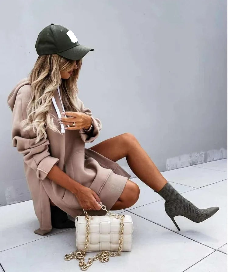 Edna | Oversized hooded dress with kangaroo pocket for women