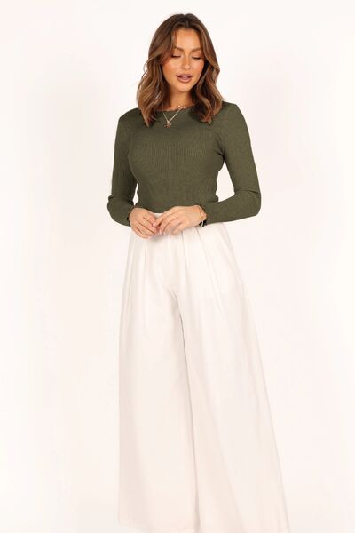 Claudia® | Long-sleeved T-shirt with a crew neck and lettuce trim