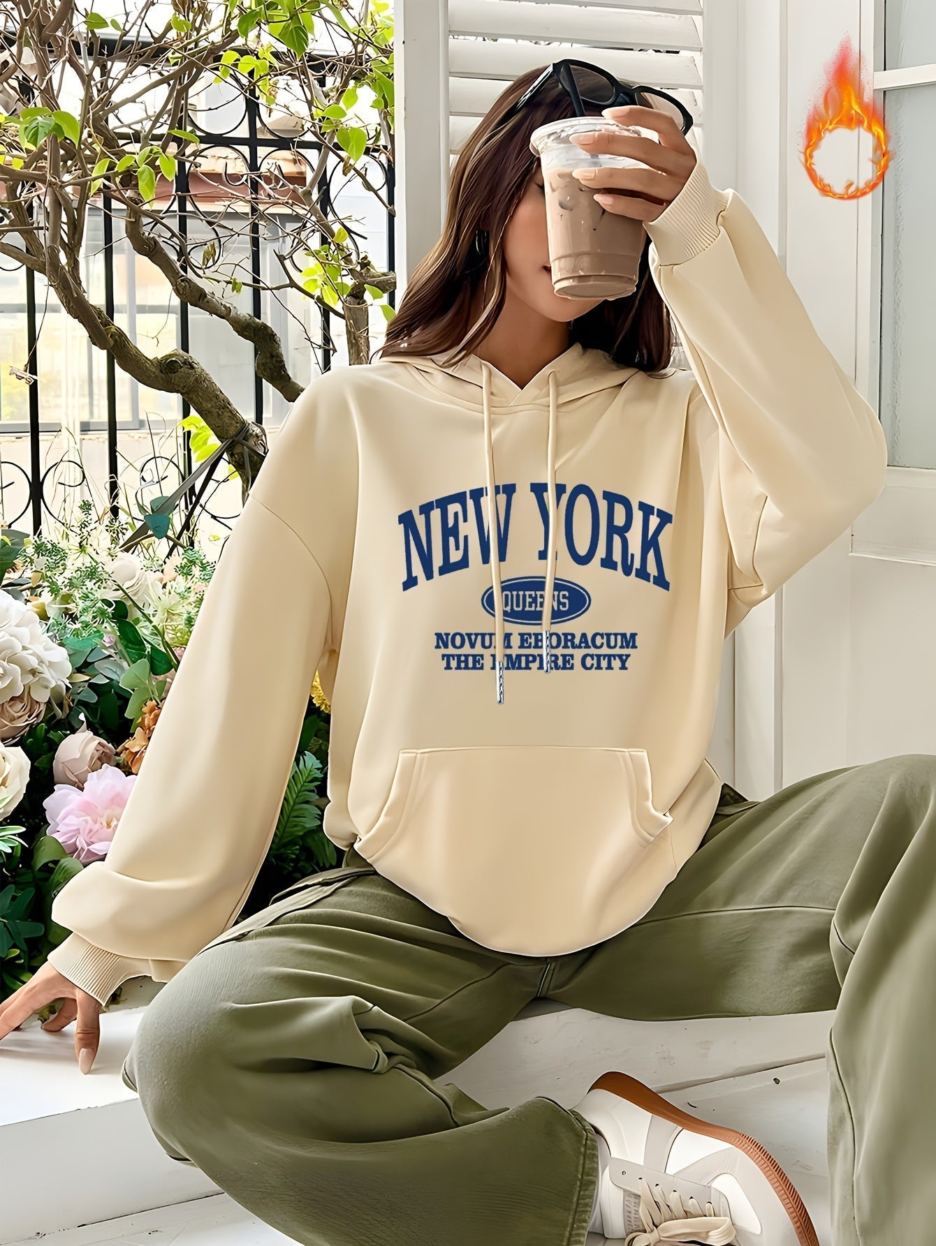 Elisa® | New York print drawstring hoodie
