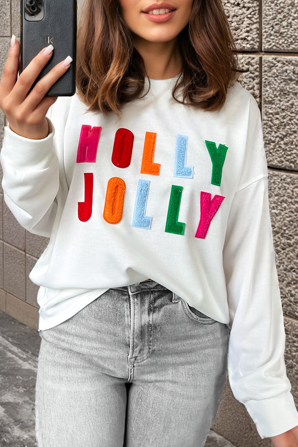 Elin® | Holly Jolly graphic long sleeve top