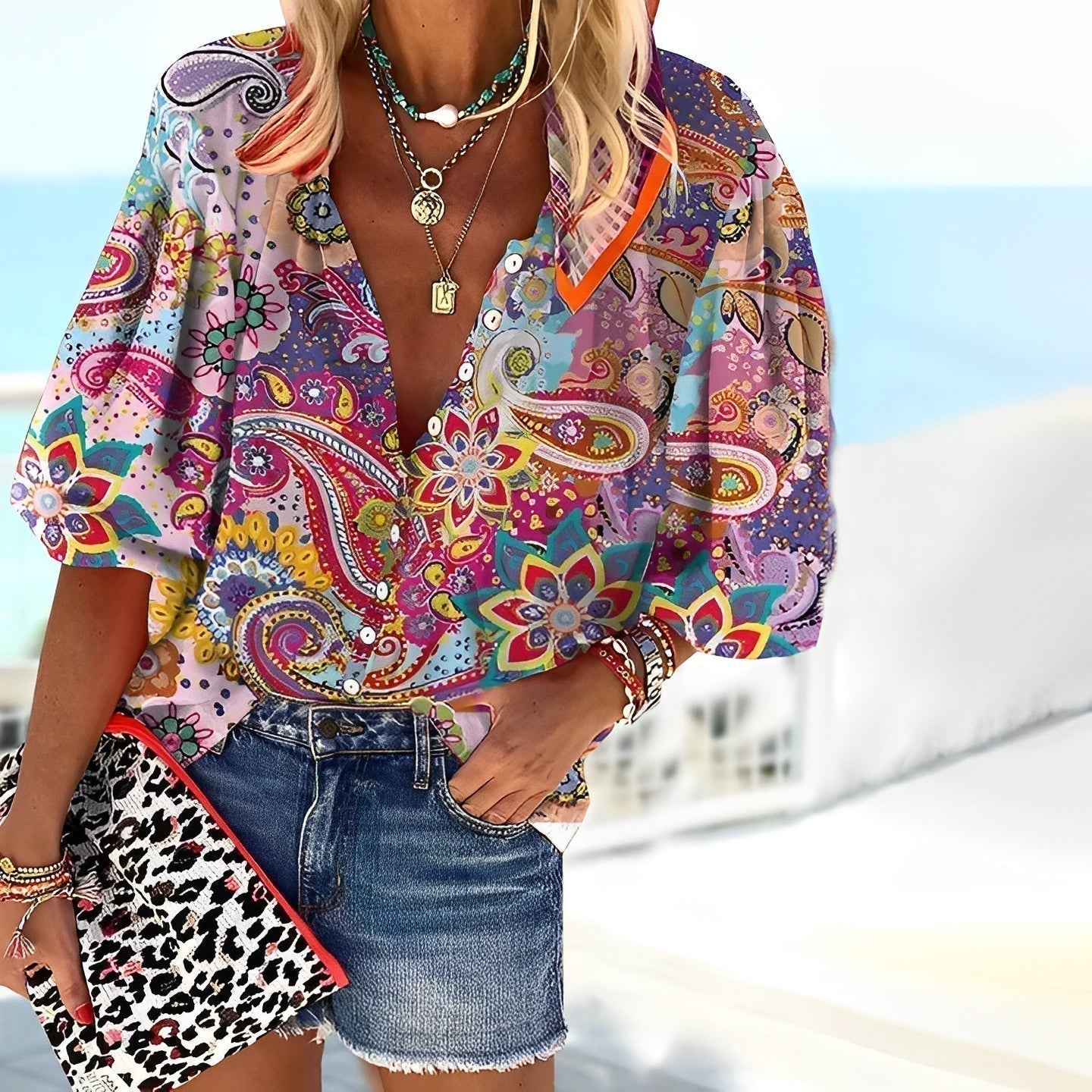 Brookins® | Airy Blouse For Women In A Bohemian Print Style