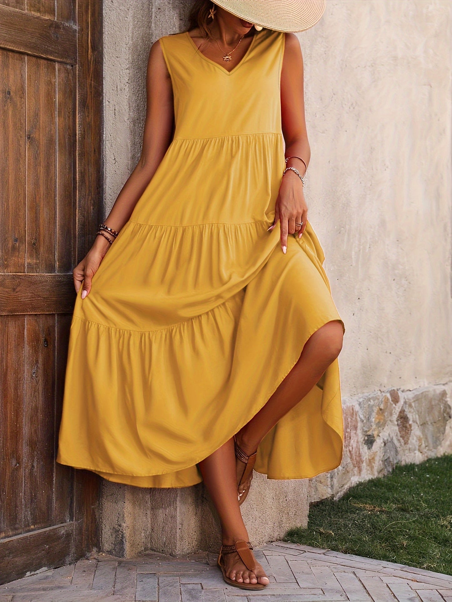 Dalia® | Flowing ruffled dress with V-neck