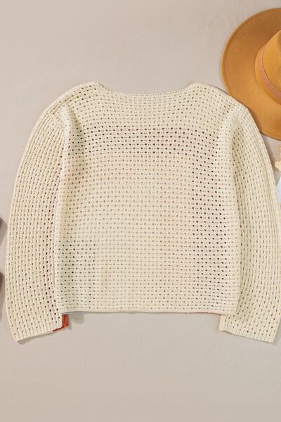 Ava® | Openwork, long-sleeved sweater with a color block design