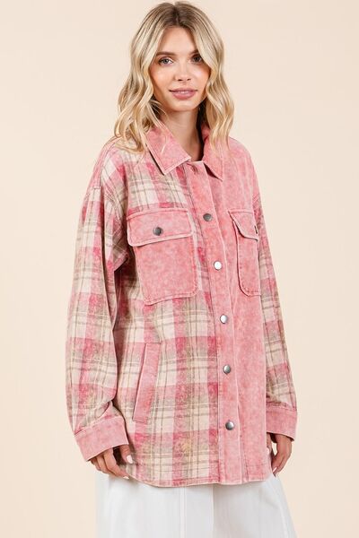 Carla® | Checked jacket with button placket and dropped shoulders