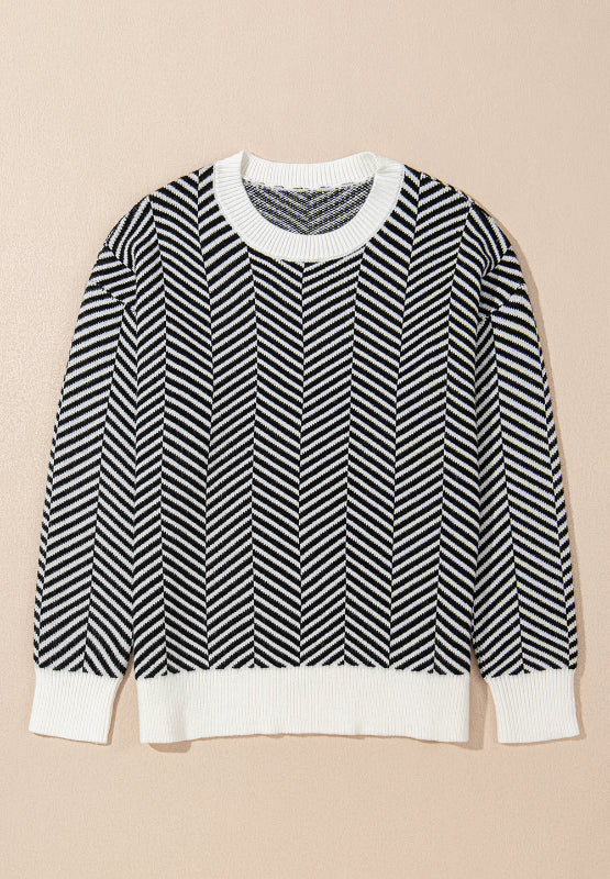 Cándida | Striped long-sleeved sweater with a crew neck