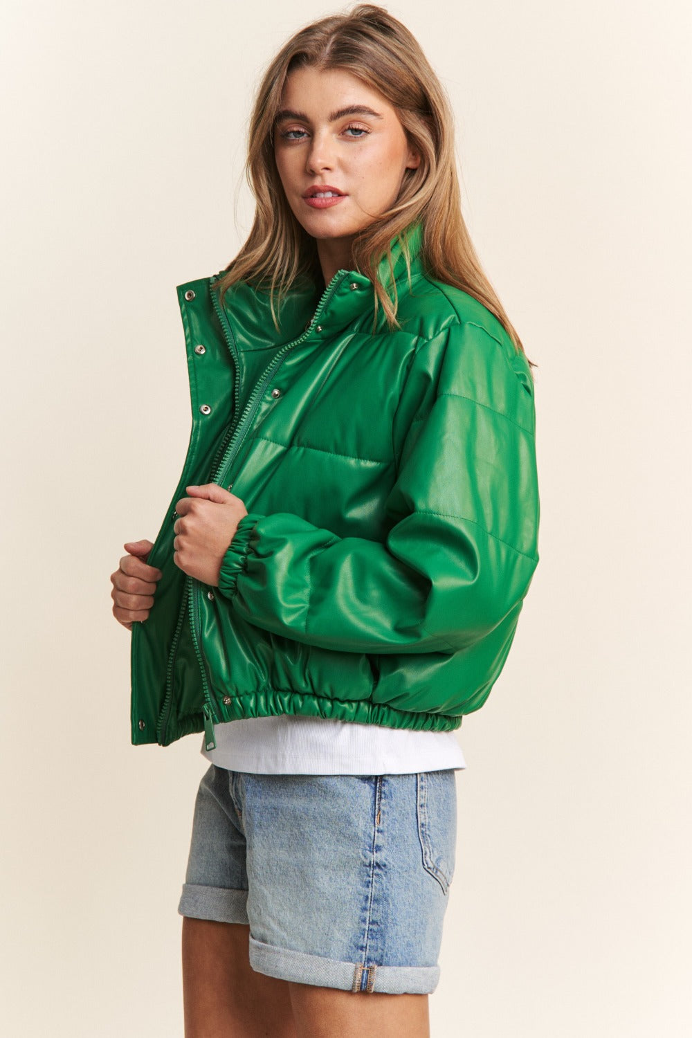 Carmen® | J.NNA Popper Zip Turtleneck Short Puff Jacket