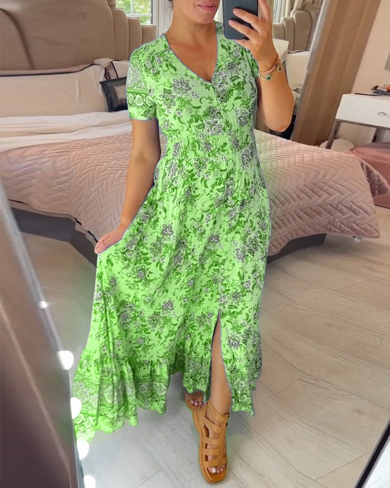 Cristina® | Floral print V-neck dress