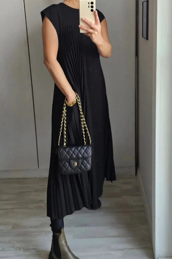 Anita® | Sleeveless pleated plain plain dress