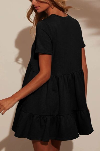 Aranza® | Tiered, short-sleeved, crew-neck mini dress