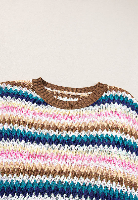 Delia® | Contrast short sleeve sweater with a crew neck
