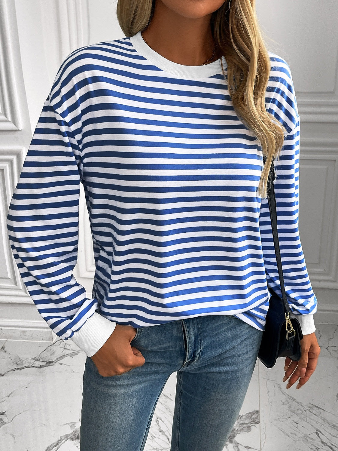 Constance® | Ivy Lane striped long sleeve crew neck sweatshirt