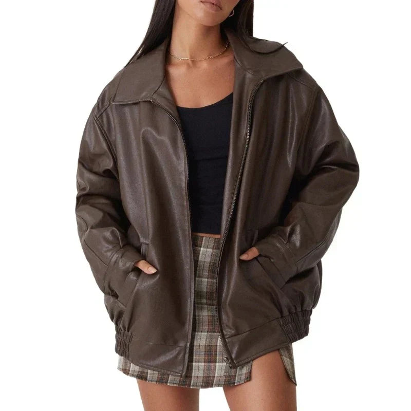Cassandra® | Oversized women's leather jacket
