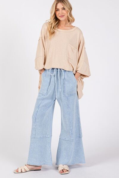 Adeline® | Structured, mineral-washed wide-leg trousers