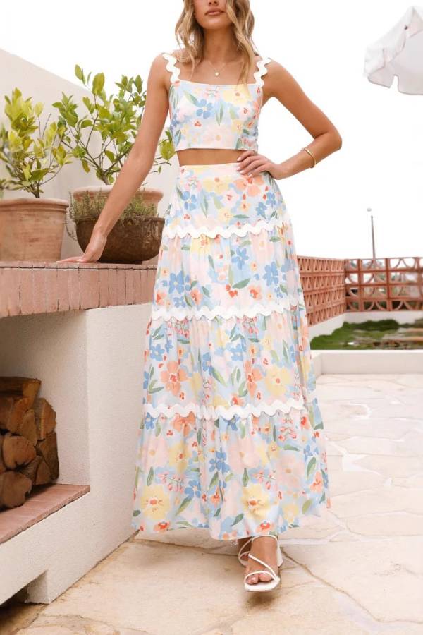 Blanca® | Fashion temperament lace suspenders + skirt two piece set
