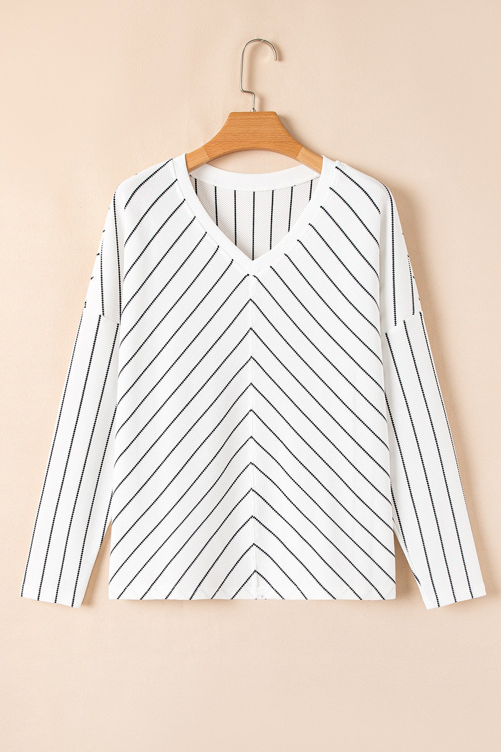 Daniela® | Striped long-sleeved blouse with a V-neck