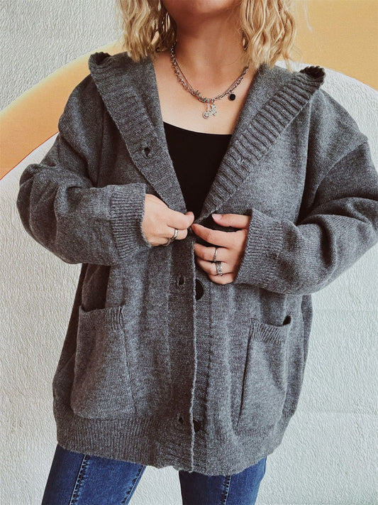 Beatrice® | Long-sleeved cardigan with hood and dropped shoulders