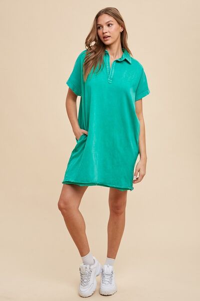 Daphne® | Short sleeve dress with mineral washed collar