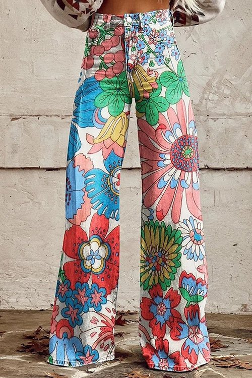 Baltazara® | Vintage Floral Pattern Wide Leg Pants