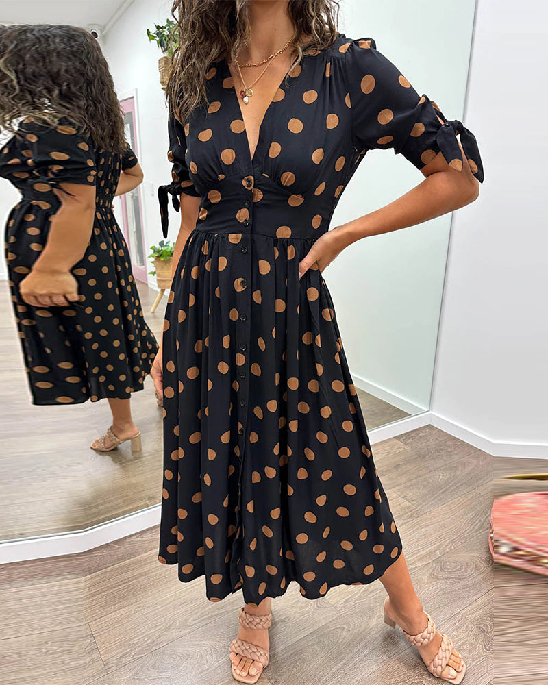Cristina® | V-neck dress with polka dots