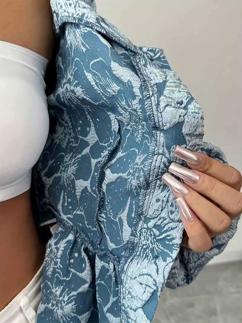Bertila® | Elegant Blouse With A Floral Pattern And Puff Sleeves
