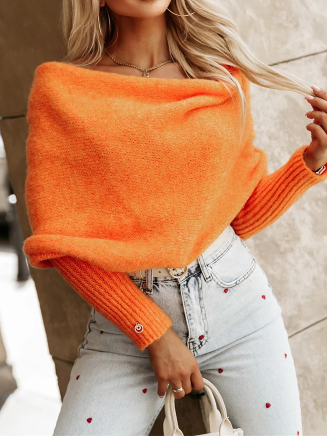 Andrea® | Long sleeve cropped knit top