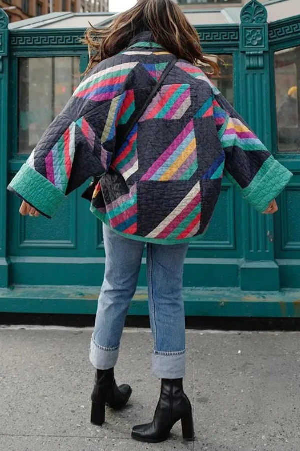 Dafne® | Fashion Printed Patchwork Cotton Cardigan Jacket