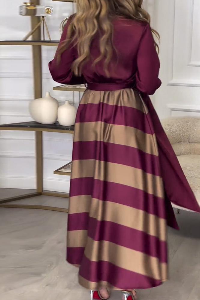 Celeste® | Dress Soft Touch Striped Maxi Dress with Belt