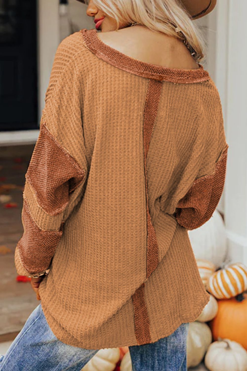 Camila® | Knitted top with contrasting patches and visible seams
