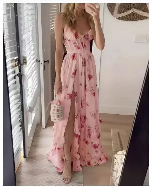 Zara | Elegant Floral Slit Maxi Dress for Special Occasions