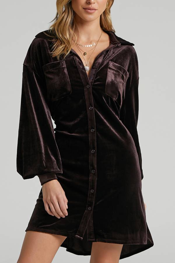 Clara® | Gold velvet dress for women