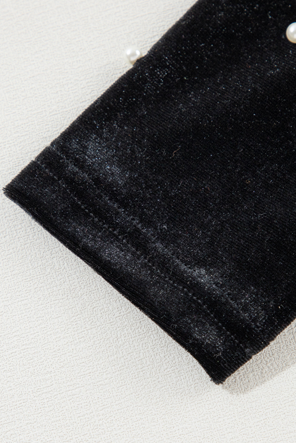 Cristina® | Long-sleeved velvet bodysuit with V-neck and pearl detail