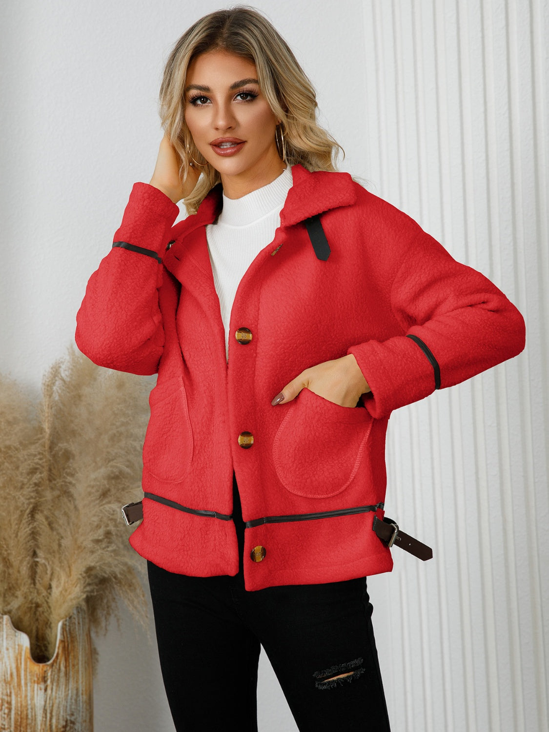Edith® | Jacket with pockets and button placket and collar