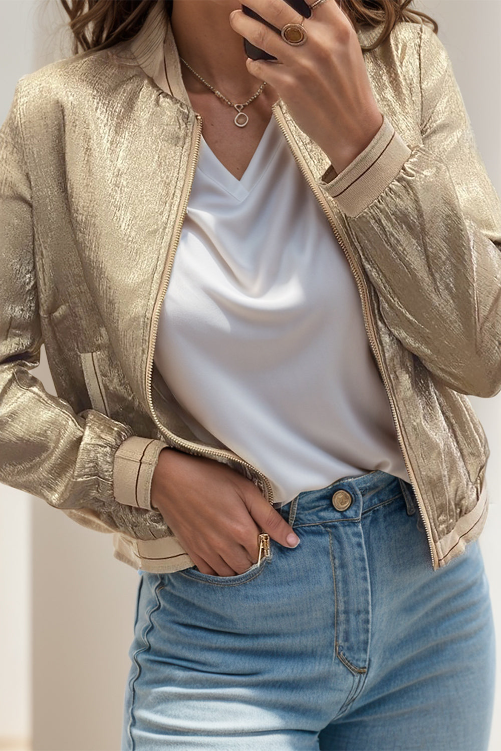 Claudia® | Long sleeve jacket with baseball collar and zip