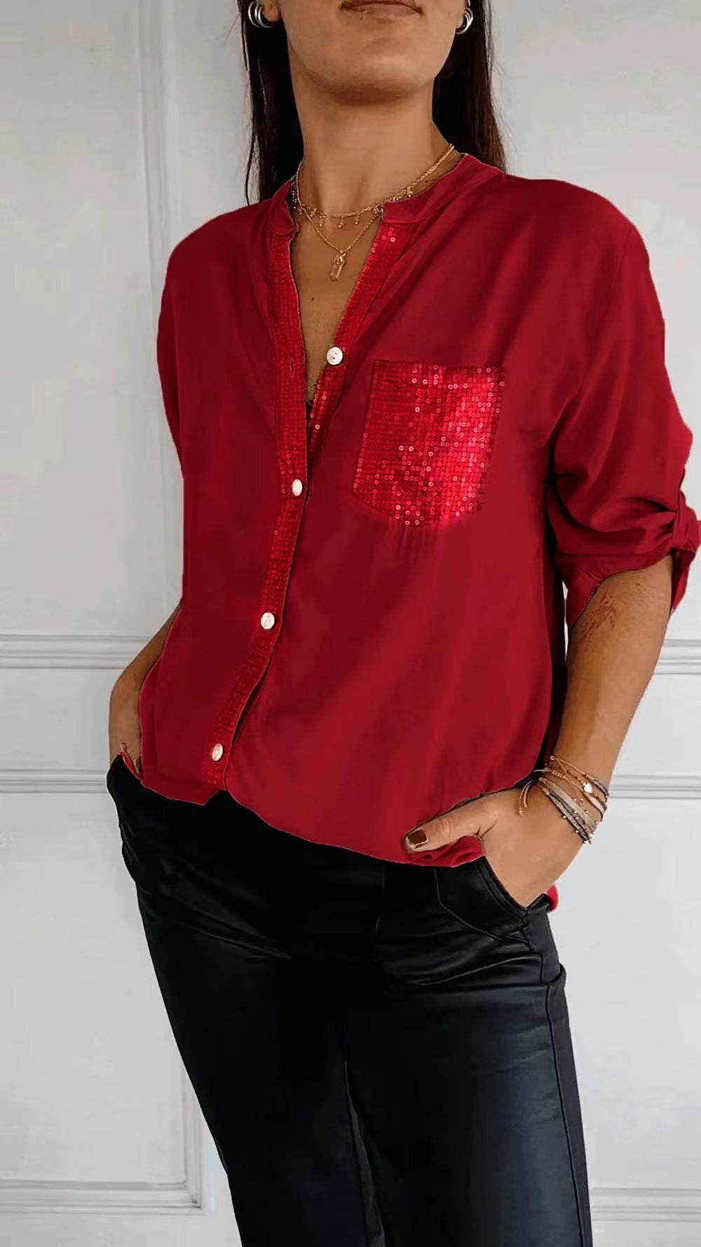 Bubnash® | Glitter Blouse With Sequin Pocket