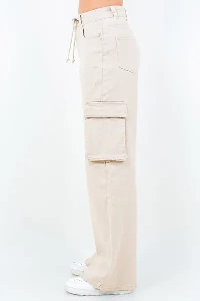 Beatrice® | Large plus size drawstring wide leg cargo pants