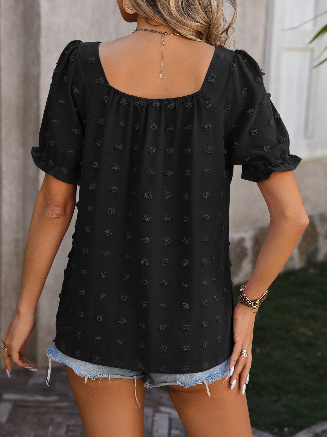 Elisa® | Swiss Dot short sleeve blouse